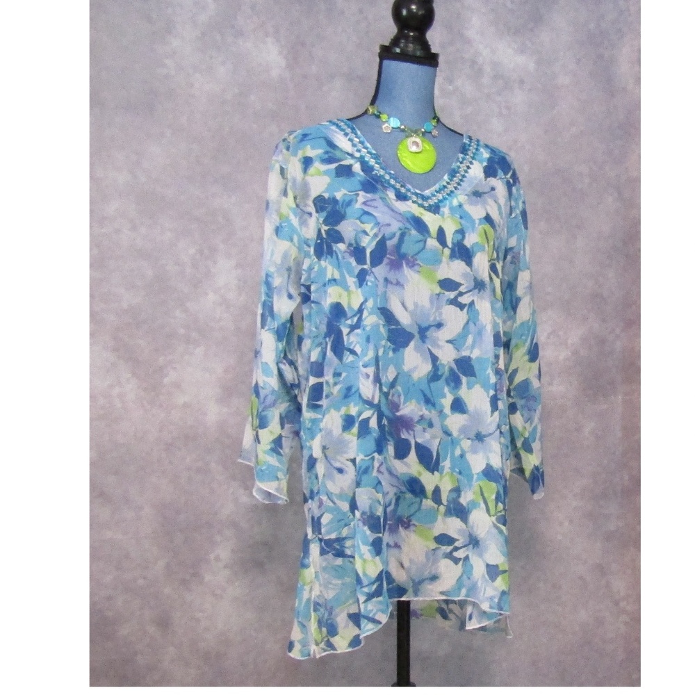 NWT Creations Beach Coverup Blue Size L/XL